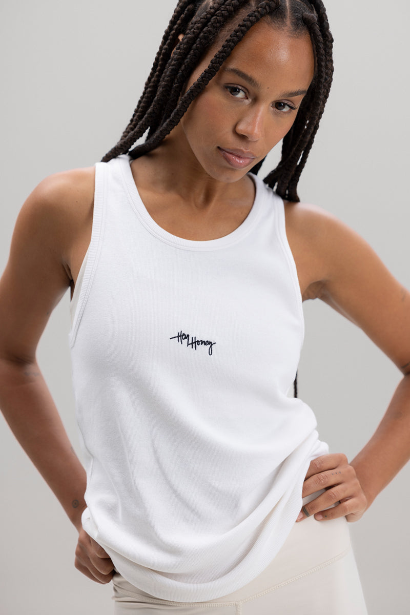 Rib Tank White | Hey Honey & Active Wear