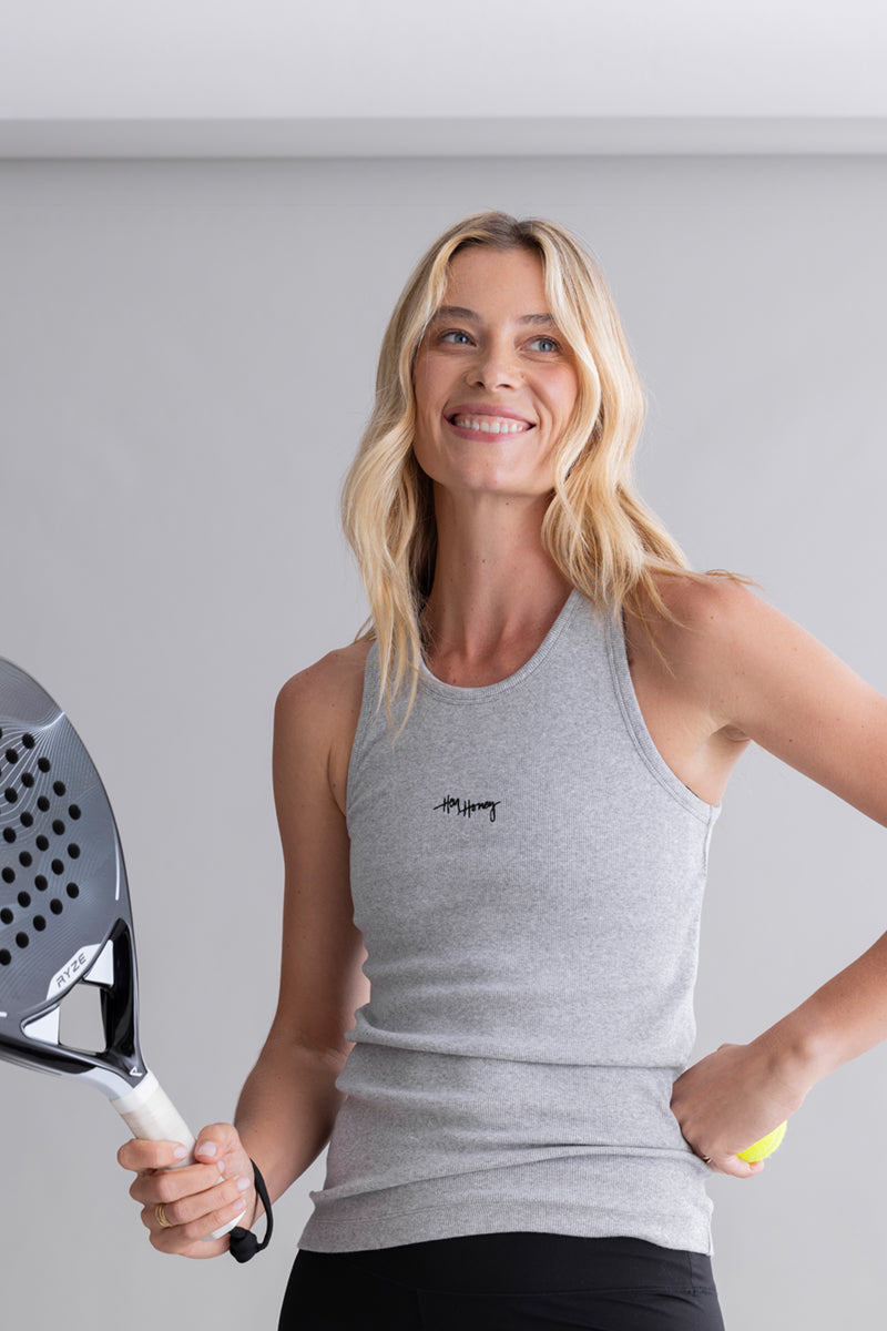 Rib Tank Grey Melange | Hey Honey & Active Wear