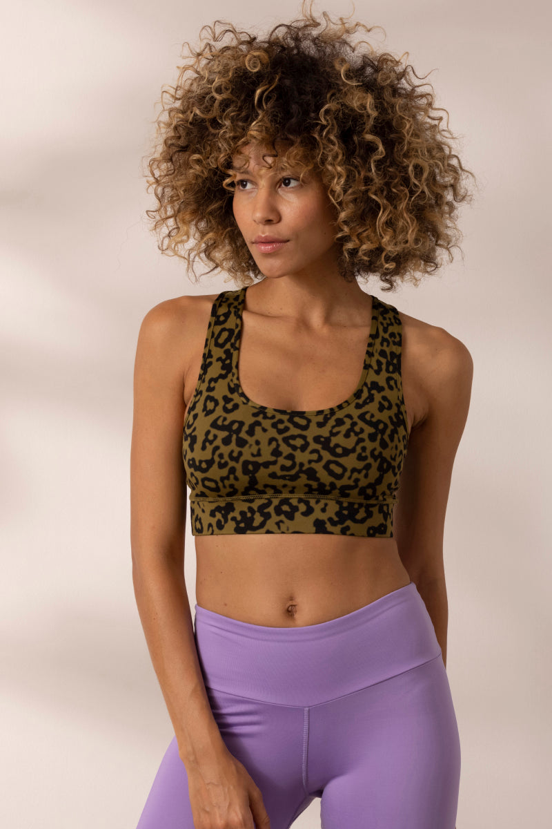 Bra Distorted Animal Green | Hey Honey Yoga & Active Wear