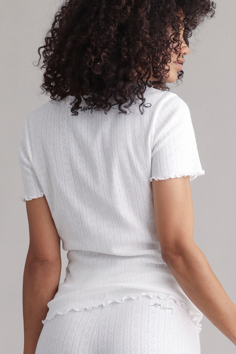 Long Pants Pointelle White | Hey Honey & Active Wear
