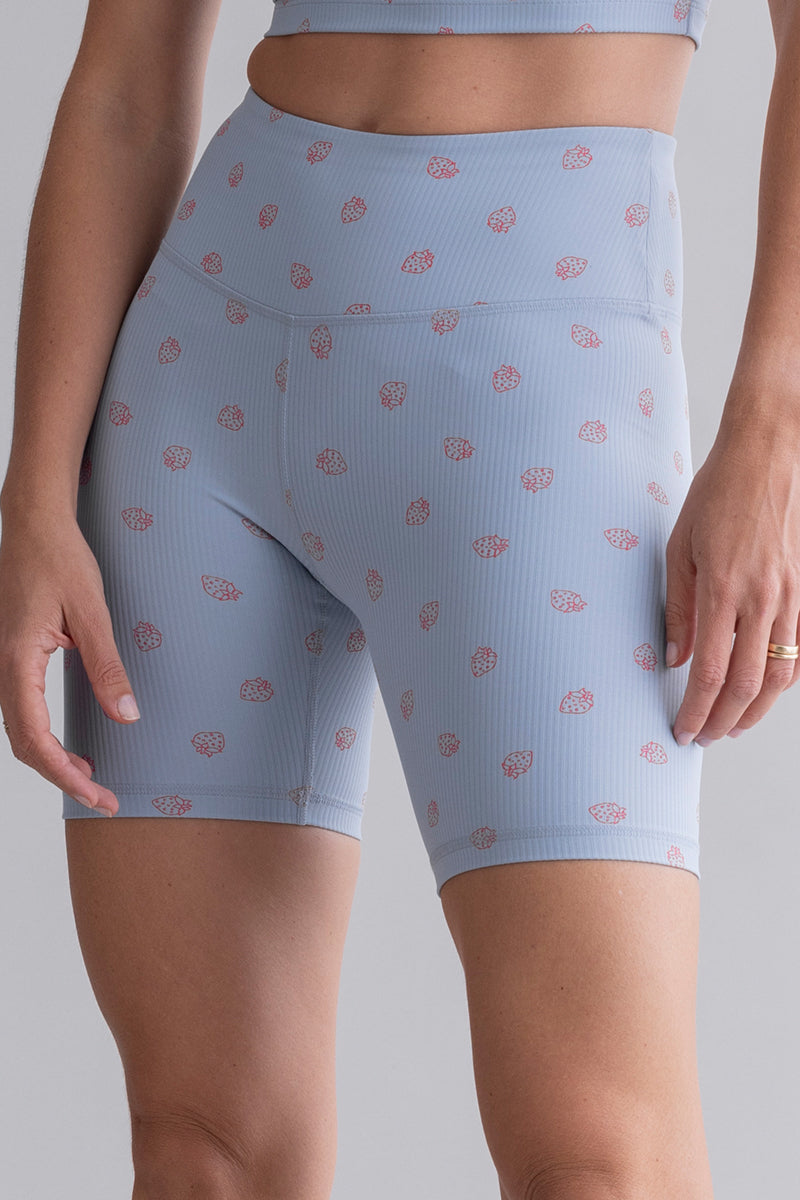 High Waist Biker Ribbed Juicy Dusty Blue | Hey Honey & Active Wear