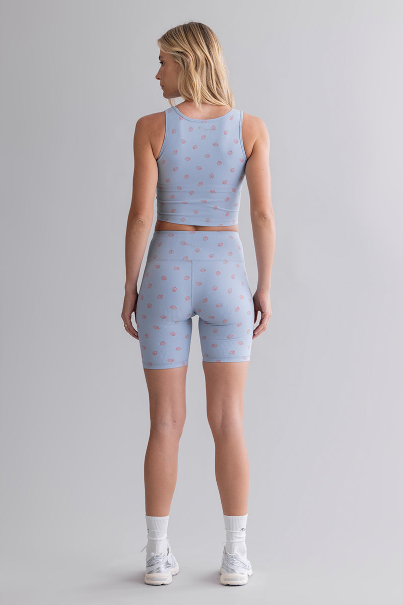 High Waist Biker Ribbed Juicy Dusty Blue | Hey Honey & Active Wear