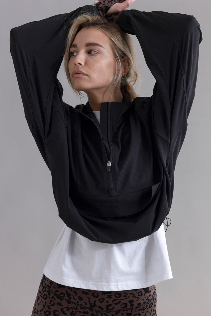 Ribstop Pull Over Jacket Black | Hey Honey & Active Wear