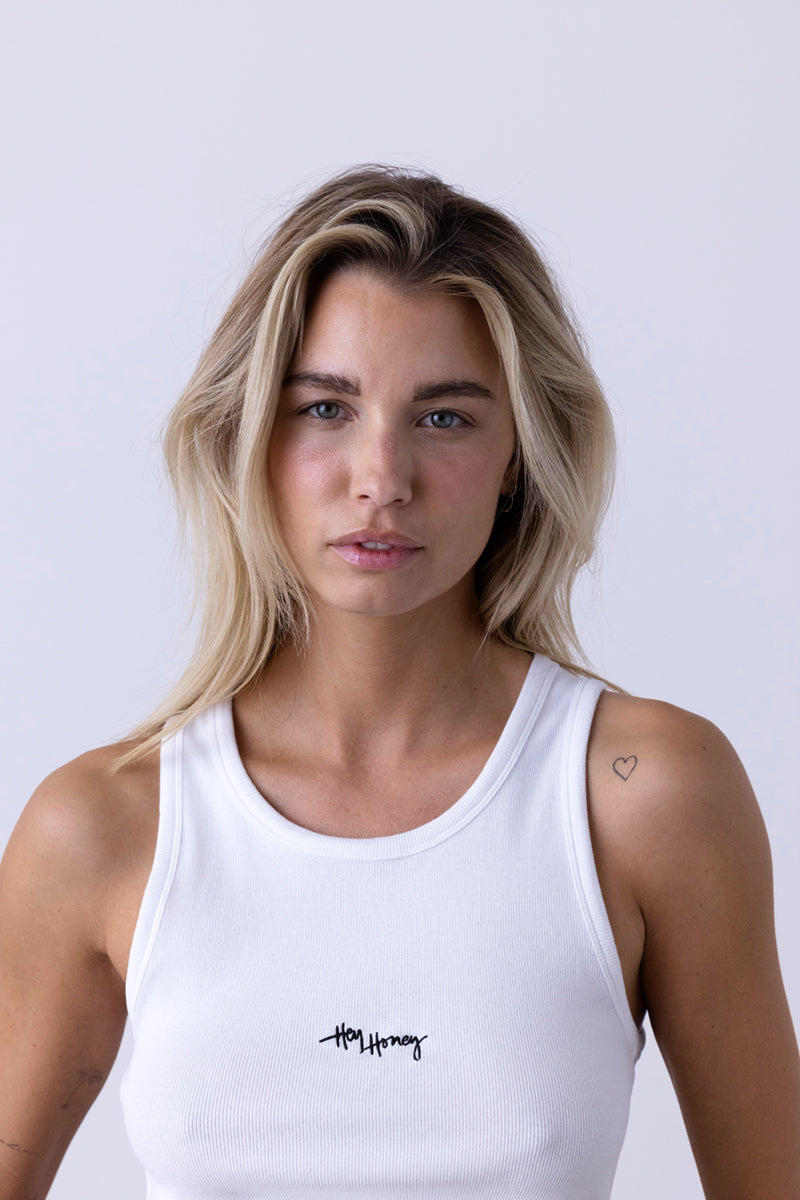 Rib Tank White | Hey Honey & Active Wear